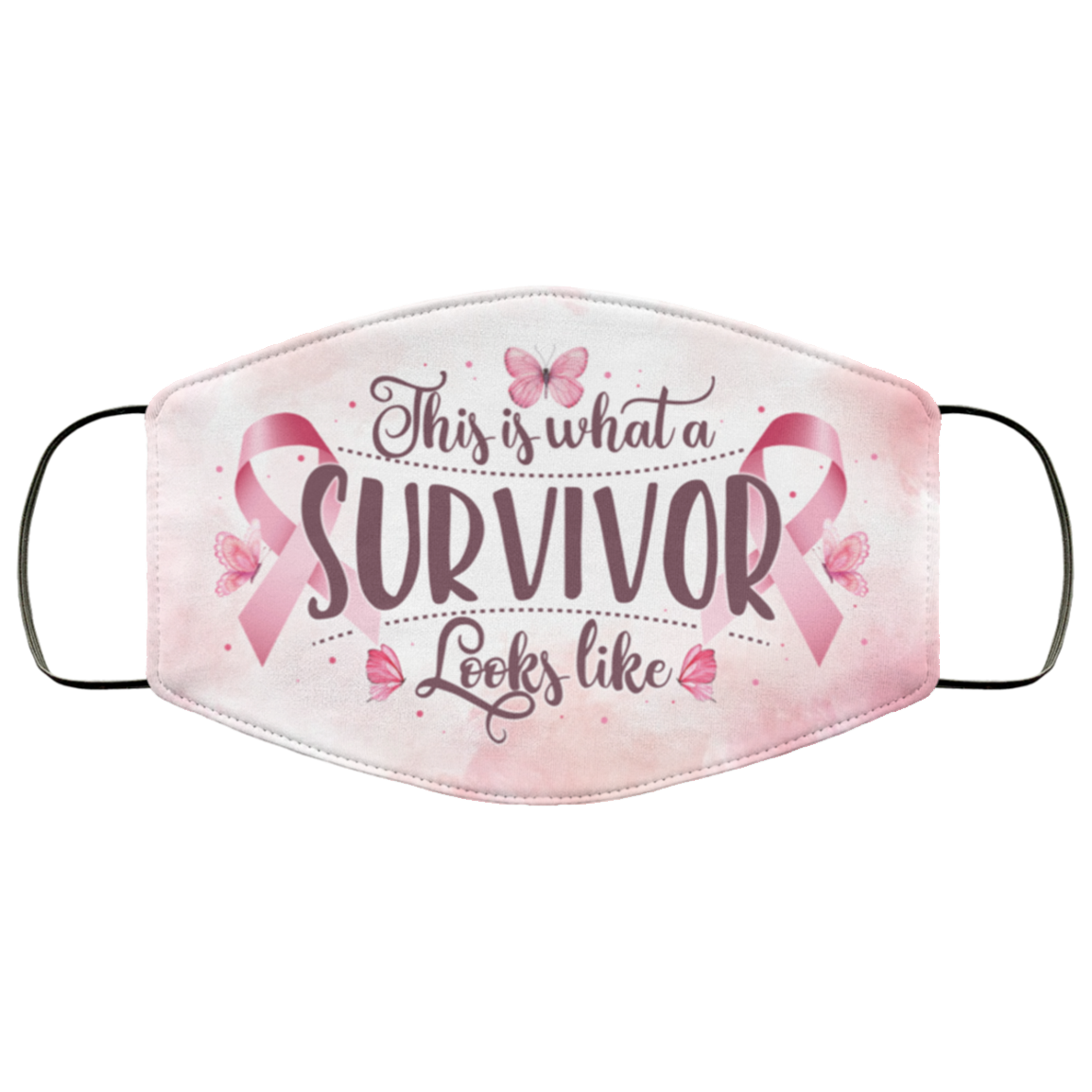 This Is What a Survivor Looks Like Washable Reusable Custom - Printed Cloth Face Mask Cover, White, Cloth Face Cover