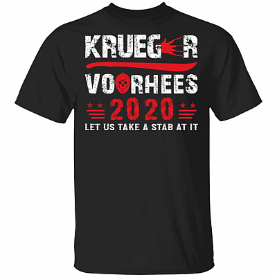 Krueger Voorhees 2020 Let Us Take A Stab At It Shirt - Halloween Shirt - Horror Movie Shirt, Black, Unisex T-Shirt