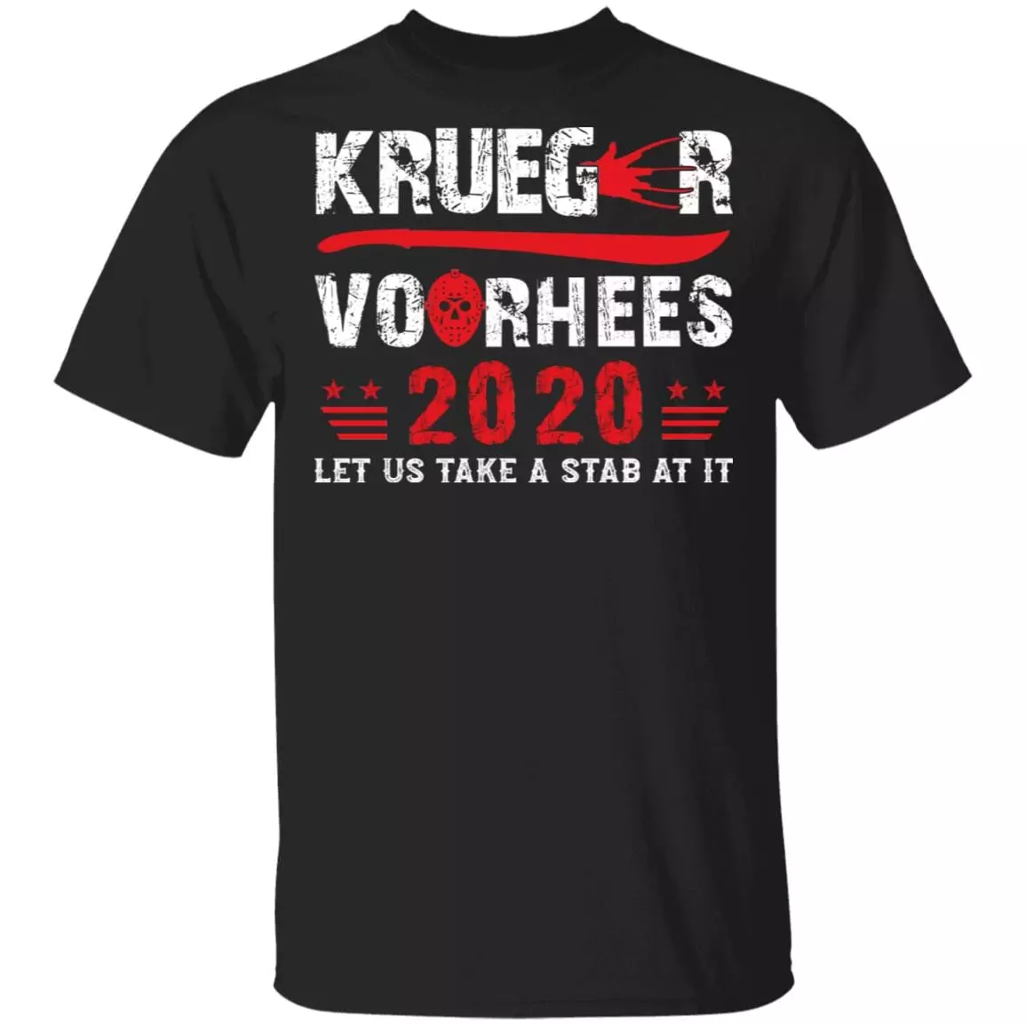 Krueger Voorhees 2020 Let Us Take A Stab At It Shirt - Halloween Shirt - Horror Movie Shirt, Black, Unisex T-Shirt