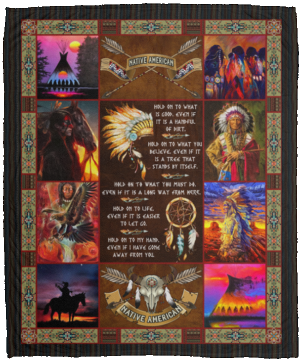 Hold On To What Is Good Native American Fleece Blanket - Premium Mink Sherpa Blanket - Woven Blanket, White, Cozy Plush Fleece Blanket - 50x60 Hold On To What Is Good Native American Fleece Blanket - Premium Mink Sherpa Blanket - Woven Blanket, White, Cozy Plush Fleece Blanket - 50x60