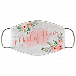 Maid Of Honor Floral Mask Washable Reusable Custom – Printed Cloth Face Mask Cover, White, Cloth Face Cover
