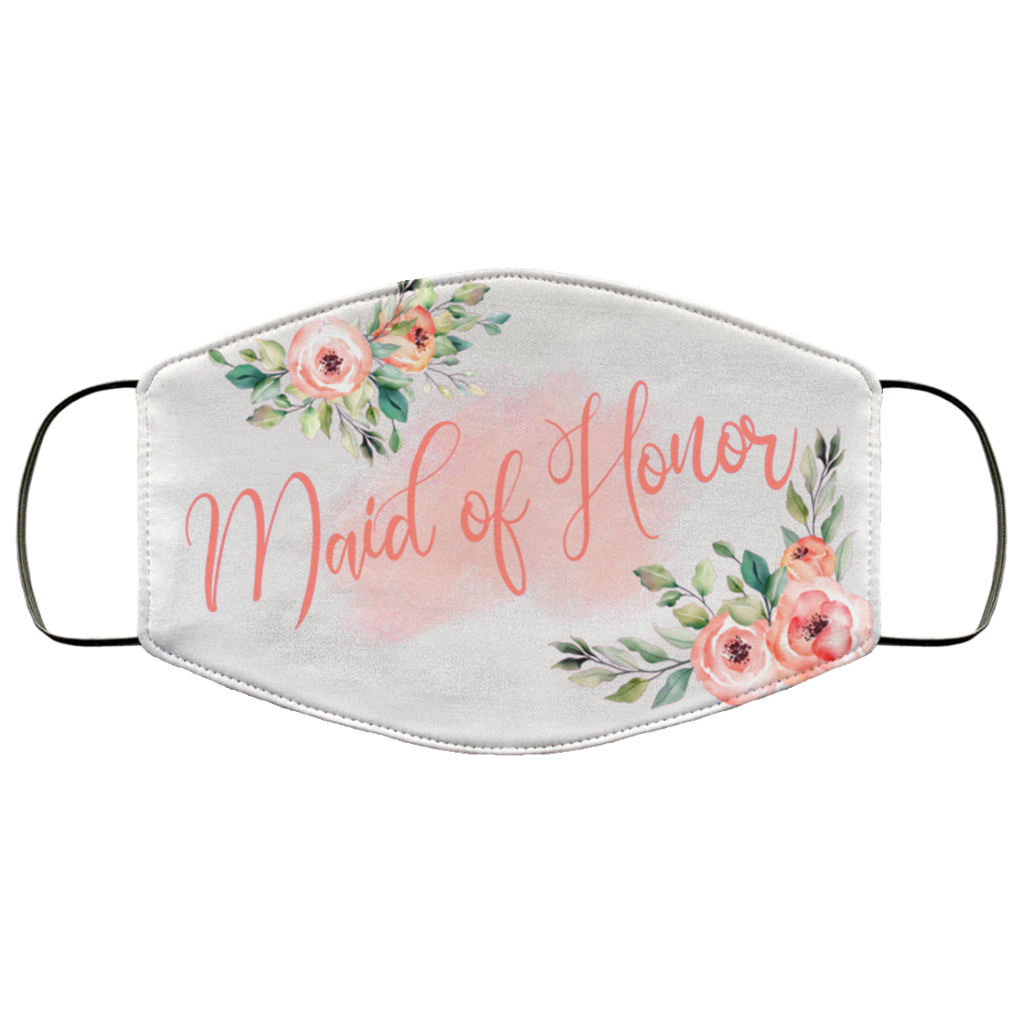Maid Of Honor Floral Mask Washable Reusable Custom – Printed Cloth Face Mask Cover, White, Cloth Face Cover