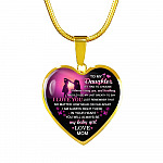 Mom to My Daughter if I Had to Choose Between Loving You and Breathing Heart Pendant Necklace - Heart Luxury Necklace (Gold Plated)