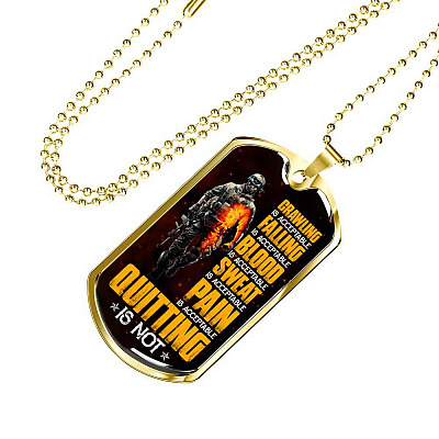 Crawling Is Acceptable Falling Is Acceptable Blood Is Acceptable Sweat Is Acceptable Pain Is Acceptable US Army Veteran Dog Tag Pendant Necklace - Dog Tag (Gold Plated)