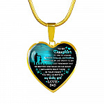 Dad to My Daughter if I Had to Choose Between Loving You and Breathing Heart Pendant Necklace - Heart Luxury Necklace (Gold Plated)