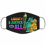 Liberty & Justice For All LGBT Washable Reusable Custom Printed Cloth Face Mask Cover, Black, Cloth Face Cover