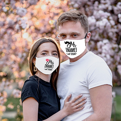 Alternative view of Personalized Face Mask - Mr And Mrs Masks - Groom Couples Wedding Washable Reusable Custom Printed Cloth Face Mask Cover