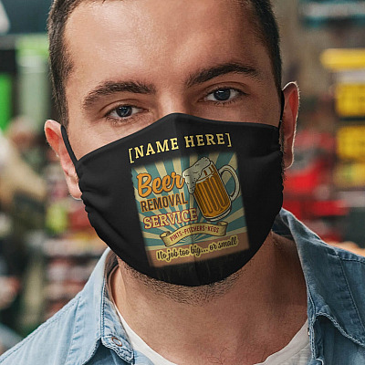 Alternative view of Personalized Beer Washable Reusable Custom Printed Cloth Face Mask Cover - Beer Removal Service Face Mask - Drinking Mask