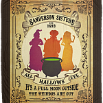 All Hallow's Eve It's A Full Moon Outside Hocus Three Witches Sisters Fleece Blanket - Premium Sherpa Blanket, White, Cozy Plush Fleece Blanket - 50x60