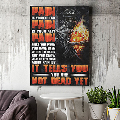 Alternative view of Pain Is Your Friend Pain Is Your Ally US Soldier Veteran Wrapped Framed Canvas Prints - Unframed Poster