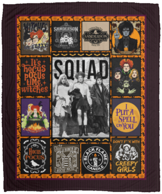 Three Witches Squad It's Just a Bunch of Hocus Pocus Fleece Sherpa Woven Blanket - Sanderson Sister Blanket, White, Cozy Plush Fleece Blanket - 50x60