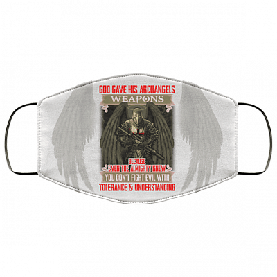 God Gave His Archangels Weapons Washable Reusable Custom Printed Cloth Face Mask Cover - Archangel Knights Templar Mask, White, Cloth Face Cover