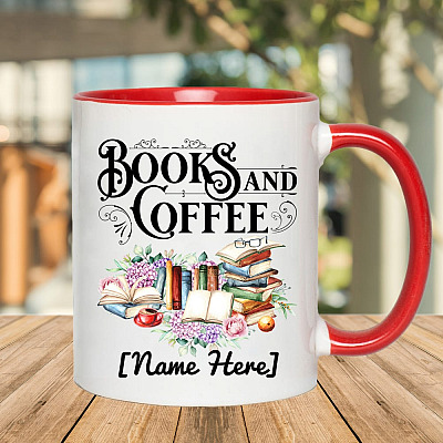 Alternative view of Personalized Books and Coffee Ceramic Accent Mug - Book Lover Gifts Mug