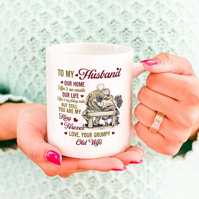 Alternative view of To My Husband Our Home Ain't No Castle Love Your Grumpy Old Wife Ceramic Coffee Mug - Travel Bottle