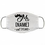 Personalized Face Mask - Mr And Mrs Masks - Groom Couples Wedding Washable Reusable Custom Printed Cloth Face Mask Cover, White, Cloth Face Cover