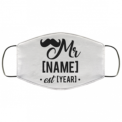 Personalized Face Mask - Mr And Mrs Masks - Groom Couples Wedding Washable Reusable Custom Printed Cloth Face Mask Cover, White, Cloth Face Cover