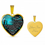 Dad to My Daughter if I Had to Choose Between Loving You and Breathing Heart Pendant Necklace - Heart Luxury Necklace (Gold Plated)