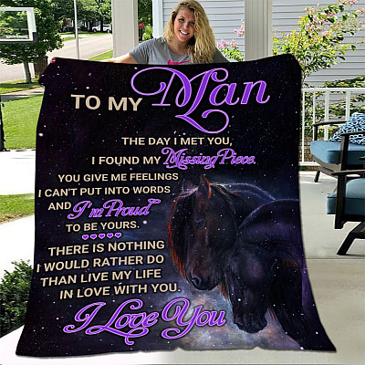Alternative view of To My Man the Day I Met You I Found My Missing Piece Blanket for Husband Fleece Blanket - Premium Sherpa Blanket