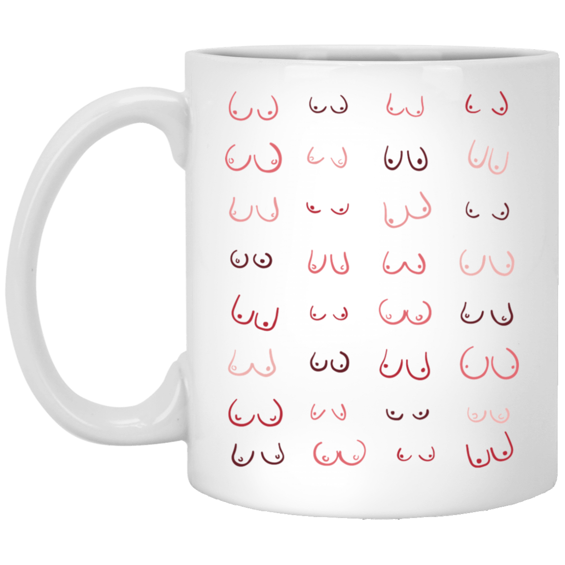 Feminism Doodle Boobs Ceramic Coffee Mug - Beer Stein - Water Bottle - Color Changing Mug, White, 11 oz. White Mug