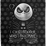 Jack I Could Be Your Worst Nightmare Skellington Fleece Blanket - Sherpa Blanket - Woven Blanket, White, Cozy Plush Fleece Blanket - 50x60