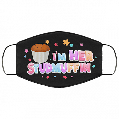 I'm Her StudMuffin His Cupcake Washable Washable Reusable Custom - Printed Cloth Face Mask Cover, Black, Cloth Face Cover