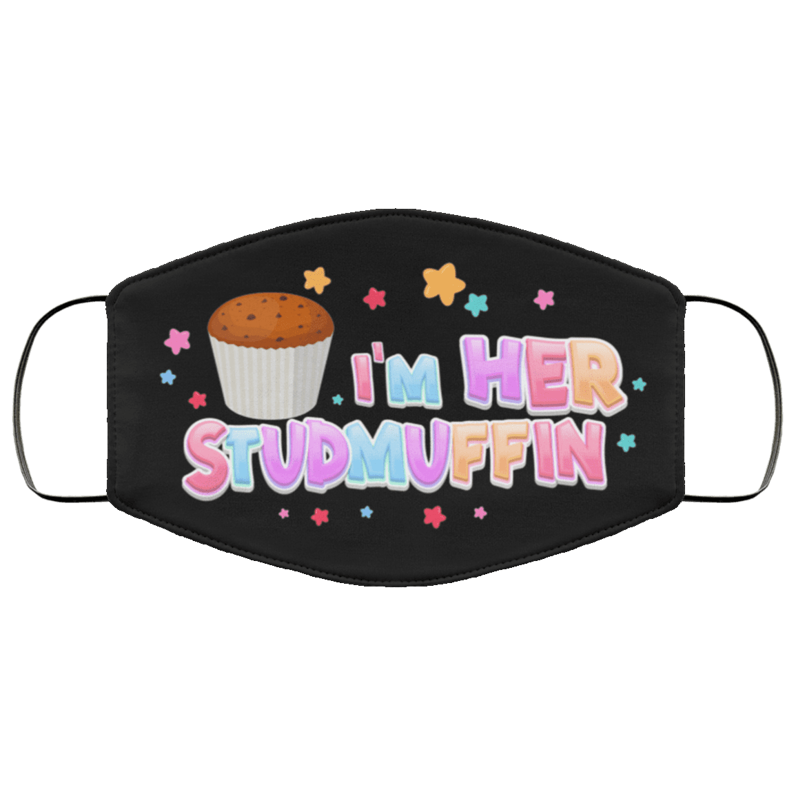 I'm Her StudMuffin His Cupcake Washable Washable Reusable Custom - Printed Cloth Face Mask Cover, Black, Cloth Face Cover