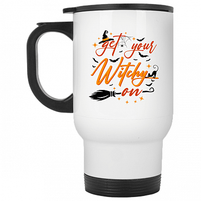 14 oz. White Travel Mug
