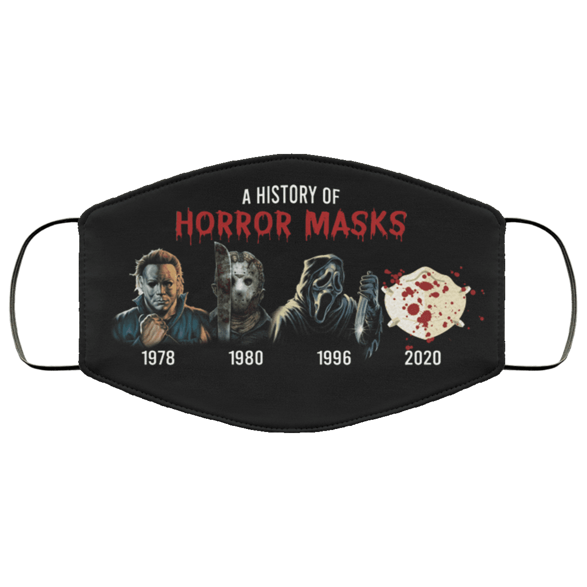 A History Of Horror Masks Michael Jason Funny Horror Movie Washable Reusable Custom - Cloth Face Mask Cover, Black, Cloth Face Cover