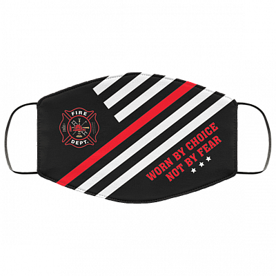 Worn By Choice Not By Fear Fire Department Washable Reusable Custom - Firefighter Printed Cloth Face Mask Cover, Black, Cloth Face Cover