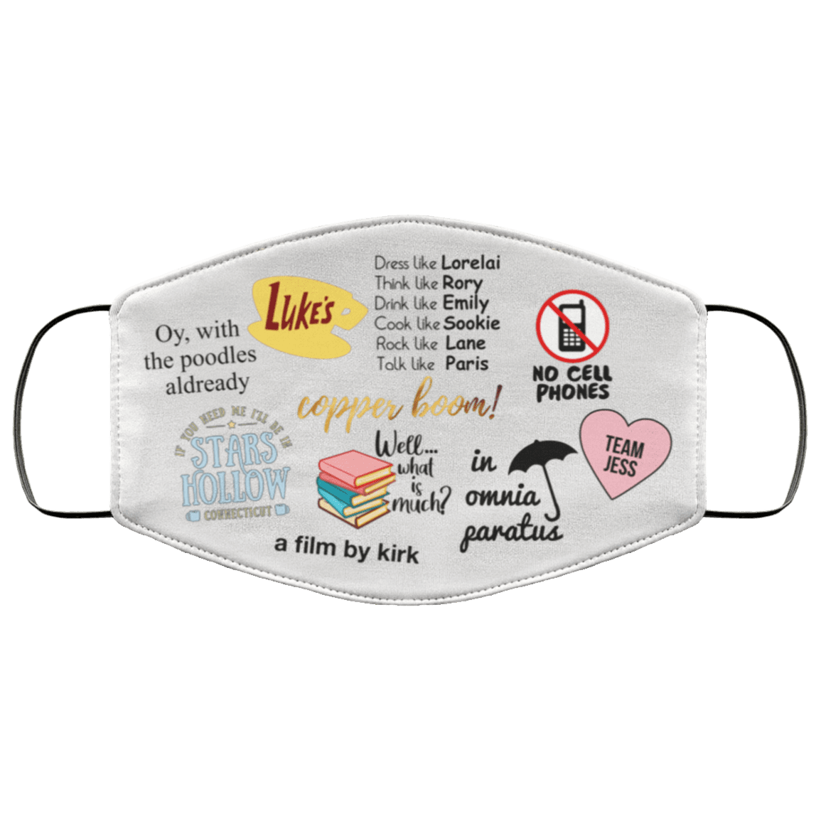 Cool Gilmore Girls Fan Fest Stars Hollow Washable Reusable Custom - Printed Cloth Face Mask Cover, White, Cloth Face Cover