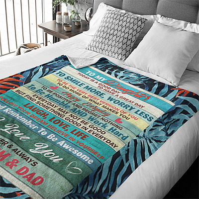 Alternative view of To My Daughter Today Is A Good Day I Love You From Mom And Dad Fleece Blanket - Premium Sherpa Blanket
