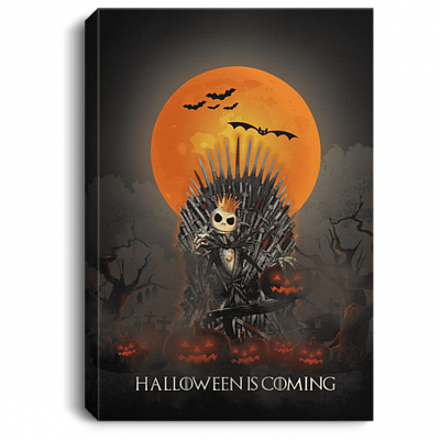 Jack Halloween Skellington Is Coming Framed Canvas Unframed Poster - Horror Pumpkin Nightmare King Wall Art, White, 0.75'' Framed Canvas