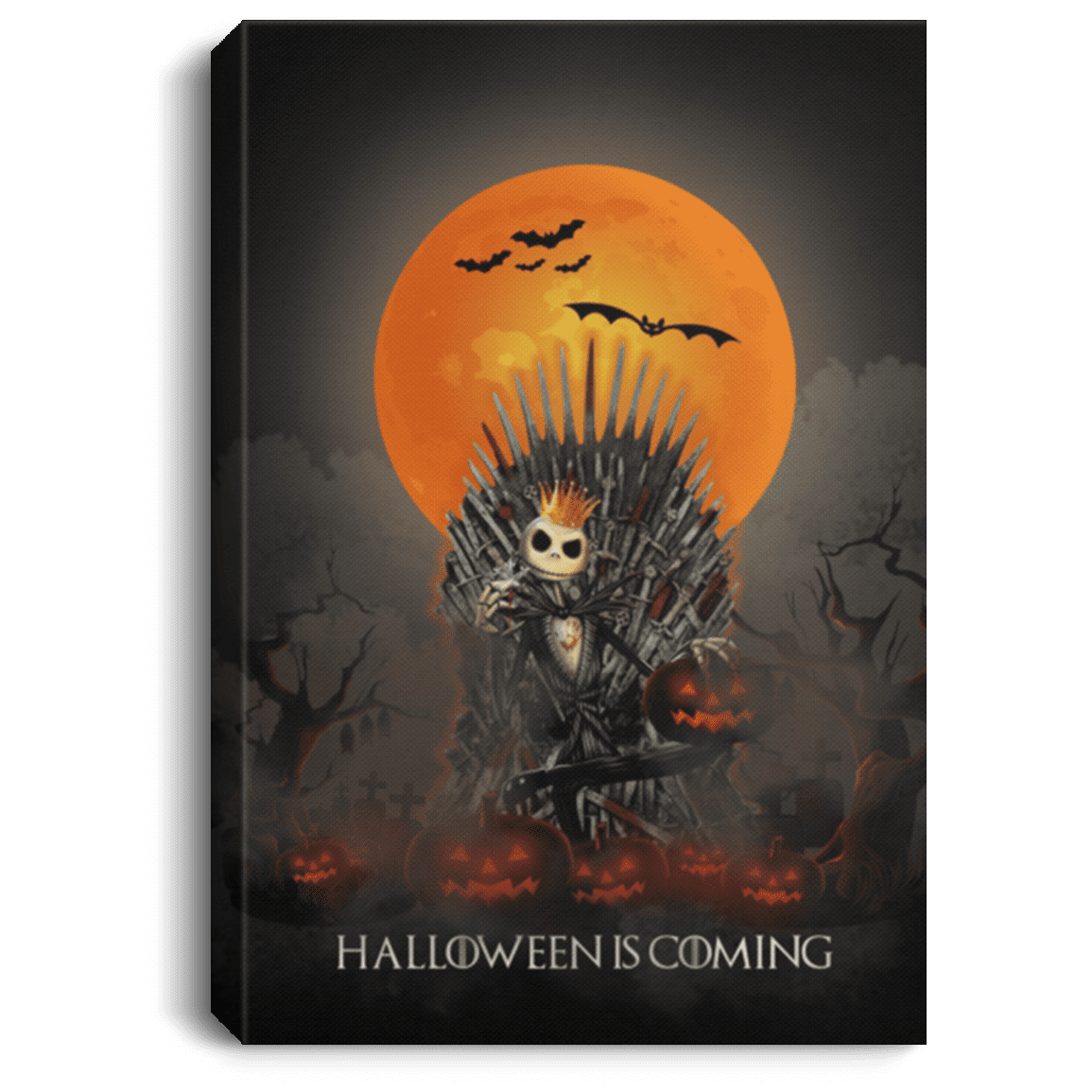 Jack Halloween Skellington Is Coming Framed Canvas Unframed Poster - Horror Pumpkin Nightmare King Wall Art, White, 0.75'' Framed Canvas