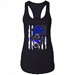 Blue Rose Back The Blue Police Support Tank Top Tee - Thin Blue Line Police Wife Gifts Ladies Racerback Tank, Black, Ladies Racerback Tank