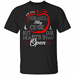 Teacher Our School May Close but Our Hearts Stay Open Apple T-Shirt - Dedicated Teacher Shirt, Black, Unisex T-Shirt