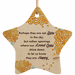 Stars In The Sky Memorial Christmas Ornament Keepsake - Holiday Flat Star Porcelain Ornament, White, Star Ornament