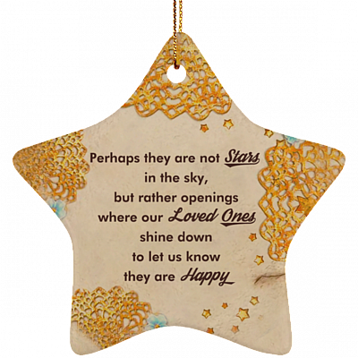Stars In The Sky Memorial Christmas Ornament Keepsake - Holiday Flat Star Porcelain Ornament, White, Star Ornament