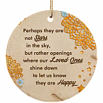 Stars In The Sky Memorial Christmas Ornament Keepsake - Holiday Flat Circle Porcelain Ceramic Ornament, White, Circle Ornament