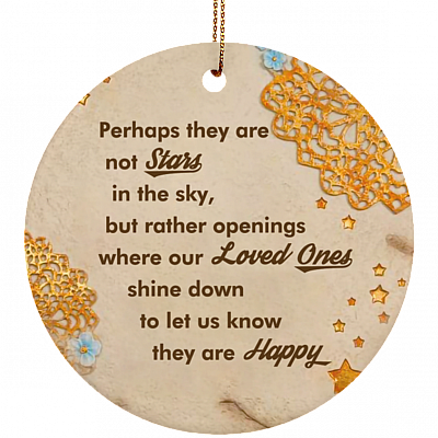 Stars In The Sky Memorial Christmas Ornament Keepsake - Holiday Flat Circle Porcelain Ceramic Ornament, White, Circle Ornament