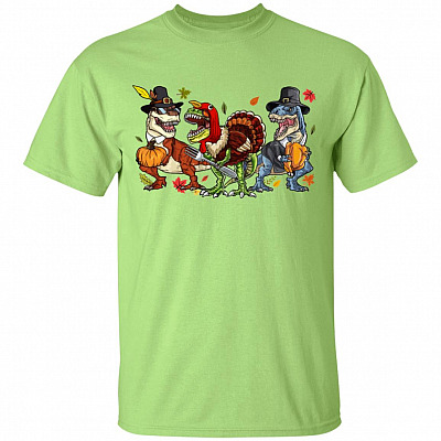 Dinosaurs Halloween Thanksgiving Kid Shirt - Youth Tee - Pumpkin Turkey Shirt - Funny T Rex Shirt, Mint Green, Youth T-Shirt