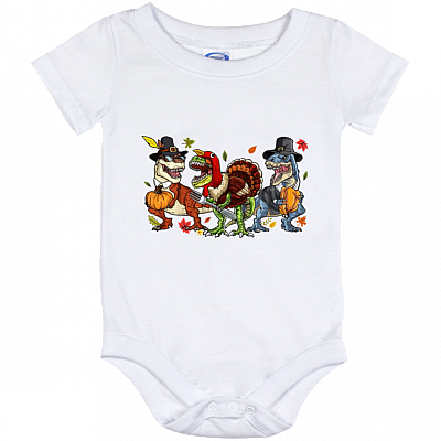 Dinosaurs Halloween Thanksgiving Baby Onesie - Turkey T Rex Toddler Baby Infant Bodysuit Newborn Clothing, White, Baby Onesie - 12 Month