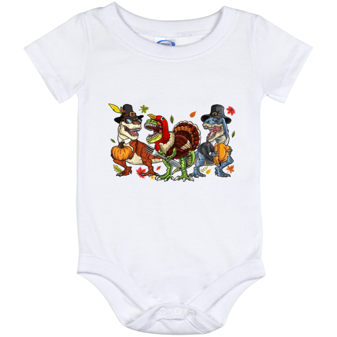 Dinosaurs Halloween Thanksgiving Baby Onesie - Turkey T Rex Toddler Baby Infant Bodysuit Newborn Clothing, White, Baby Onesie - 12 Month