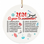 Christmas 2020 A Year To Remember Funny Quarantine Christmas Ornament - Pandemic Circle Ornament Keepsake, White, Circle Ornament