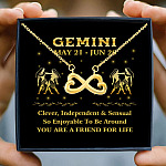 1Th. Zodiac Necklace Card Gemini Infinity Heart Necklace (Gold) 3
