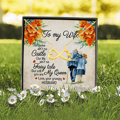 Husband to My Wife Our Home Ain't No Castle Our Life Ain't No Fairy Tale Infinity Heart Pendant Necklace