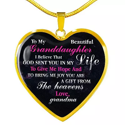 To My Beautiful Granddaughter I Believe That God Sent You In My Life Heart Pendant Necklace - Heart Luxury Necklace (Gold Plated)