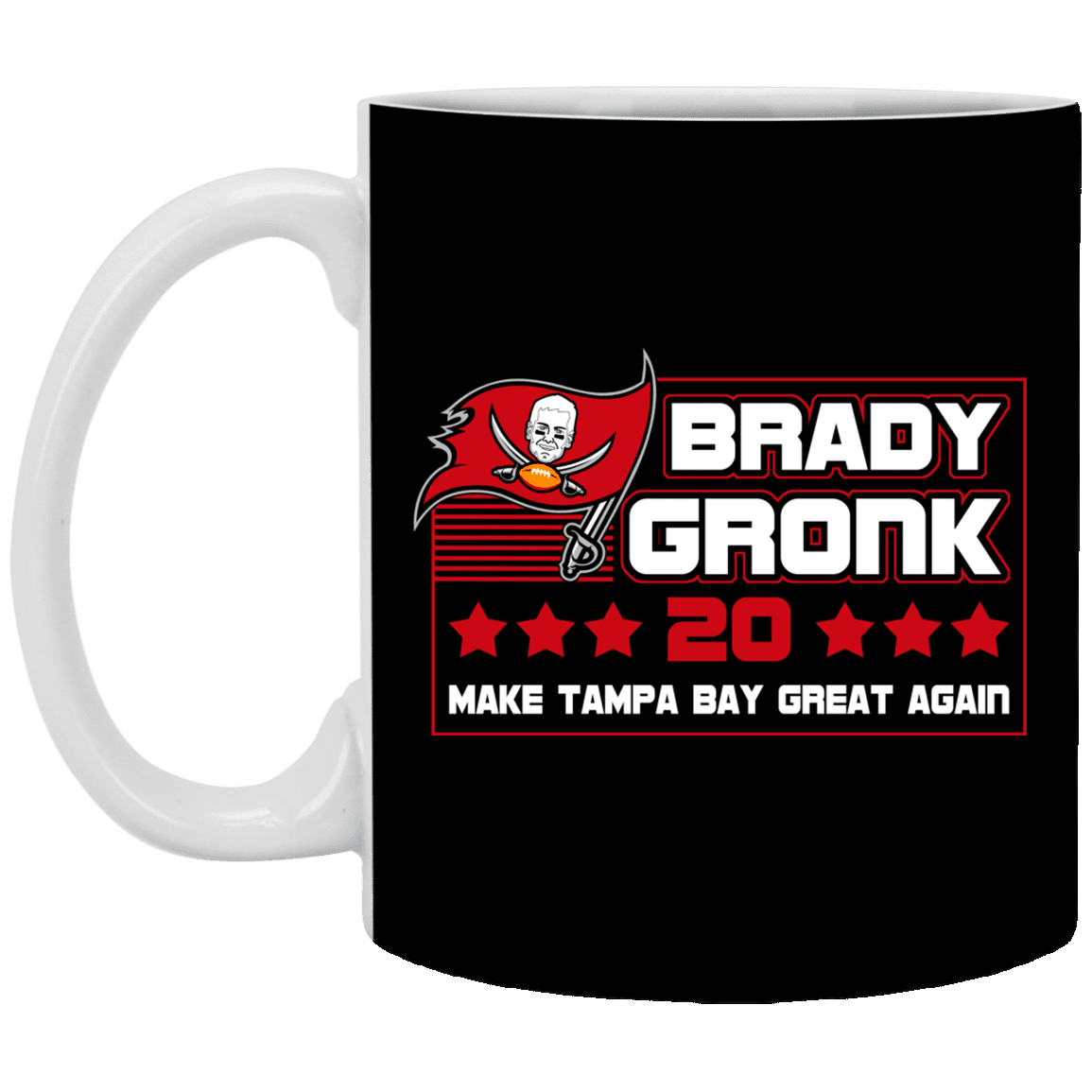 Brady Gronk 20 Make Tampa Bay Great Again Coffee Mug – Beer Stein – Water Bottle, Black, 11 oz. White Mug