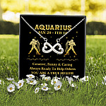 1Th. Zodiac Necklace Card Aquarius Infinity Heart Necklace (Silver) 2