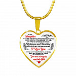 Mom To My Daughter Sometimes Its Hard To Find Words To Tell You How Much You Mean To Me Heart Pendant Necklace - Heart Luxury Necklace (Gold Plated)