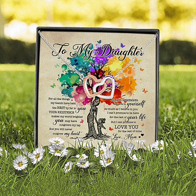 To My Daughter For All the Things My Hands Have Held The Best Is You from Mom Interlocking Hearts Necklace